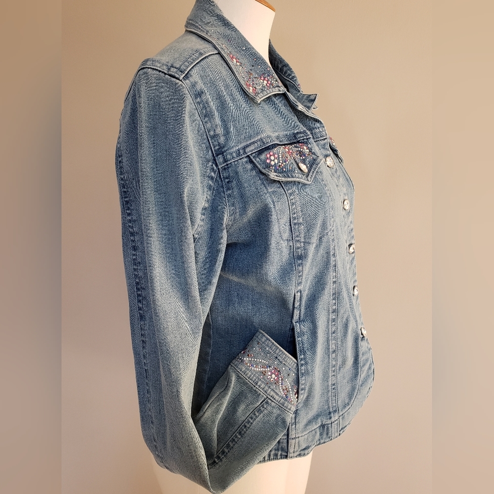 Christine Alexander Swarovski Crystal Embellished Jean Jacket NWOT - Picture 3 of 8